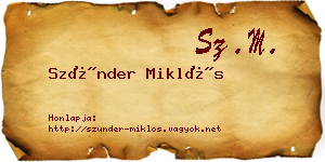 Szünder Miklós névjegykártya